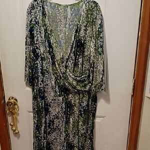 Vintage Green and Blue Long Sleeve Dress